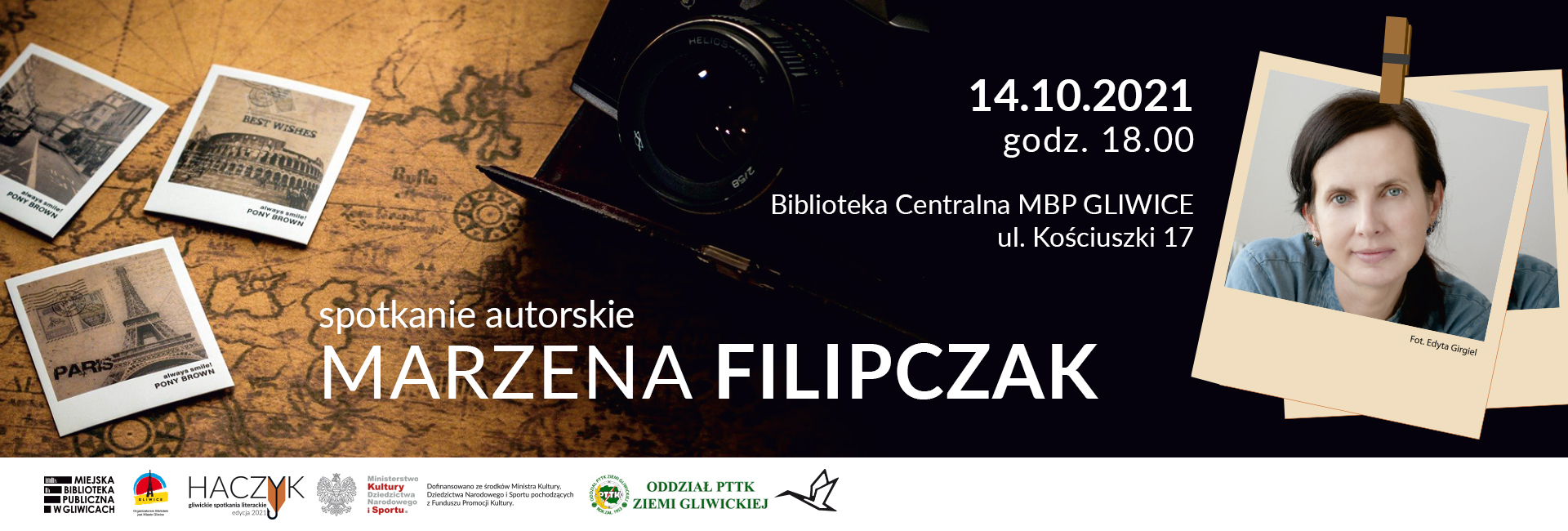 MARZENA FILIPCZAK – spotkanie autorskie, 14 października o godz. 18.00, Biblioteka Centralna, ul. Kościuszki 17 