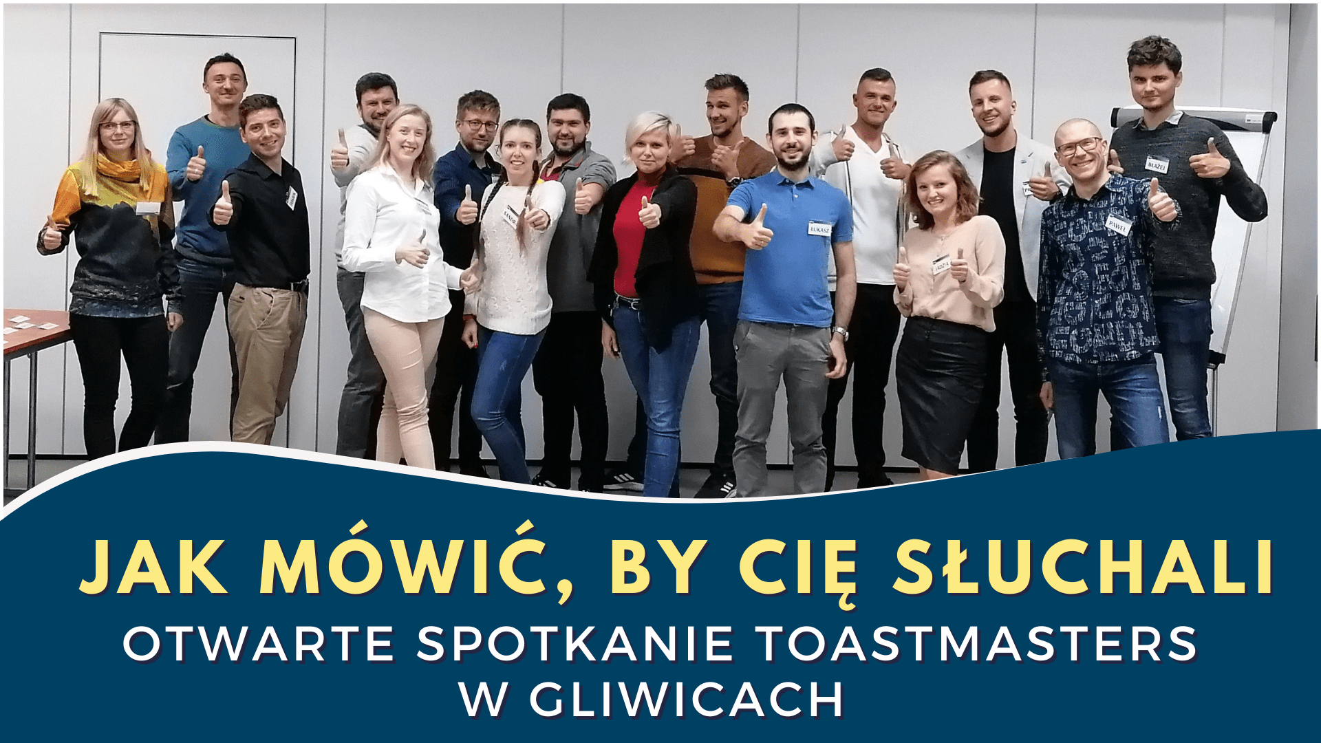 Grafika promująca wydarzenie "Jak mówić, by Cię słuchali - otwarte spotkanie Toasmasters"