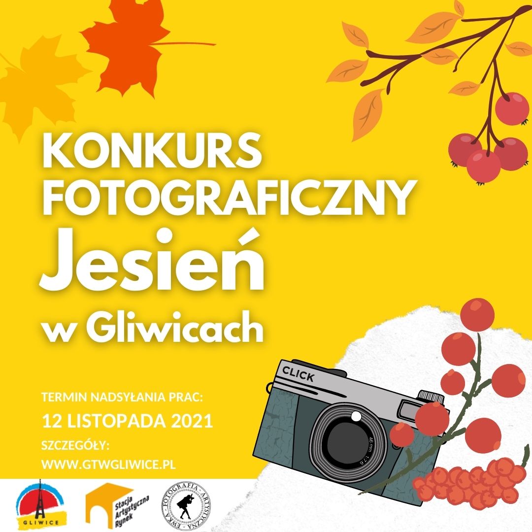 grafika zapowiadająca konkurs fotograficzny: jesień w gliwicach