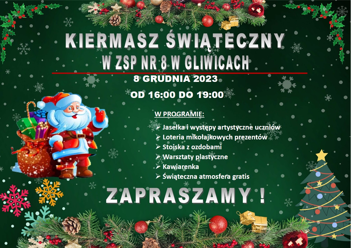 Kiermasz świąteczny w ZSP8 - plakat