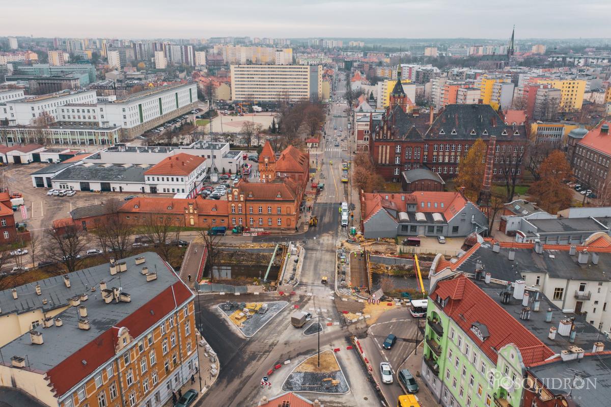 widok z góry na most nad Kłodnicą