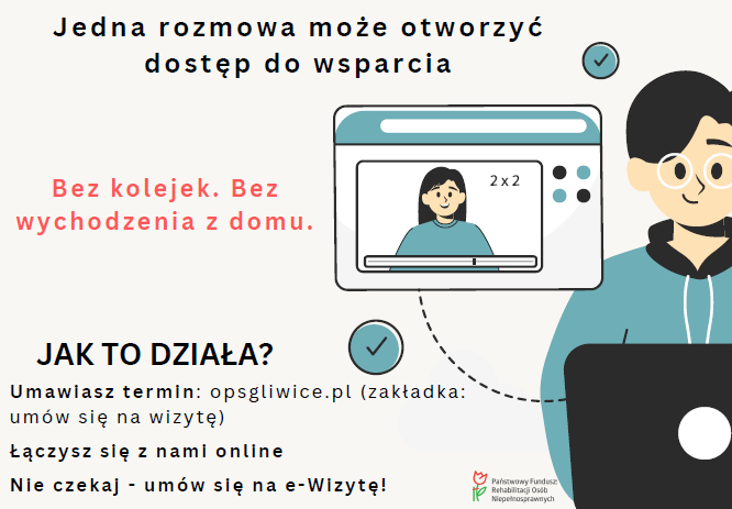 Ośrodek Pomocy Społecznej w Gliwicach zachęca mieszkańców do korzystania z e-wizyty 