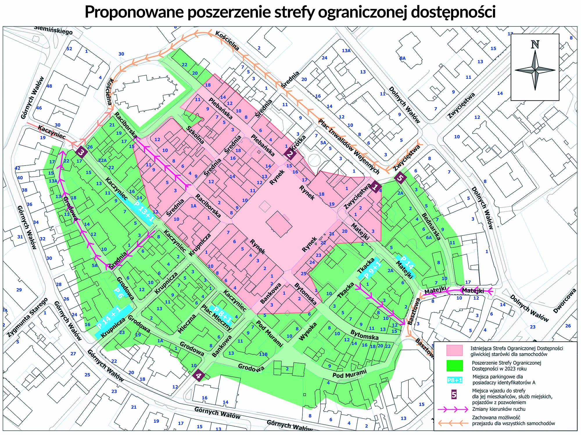 Mapa planowanych zmian na starówce