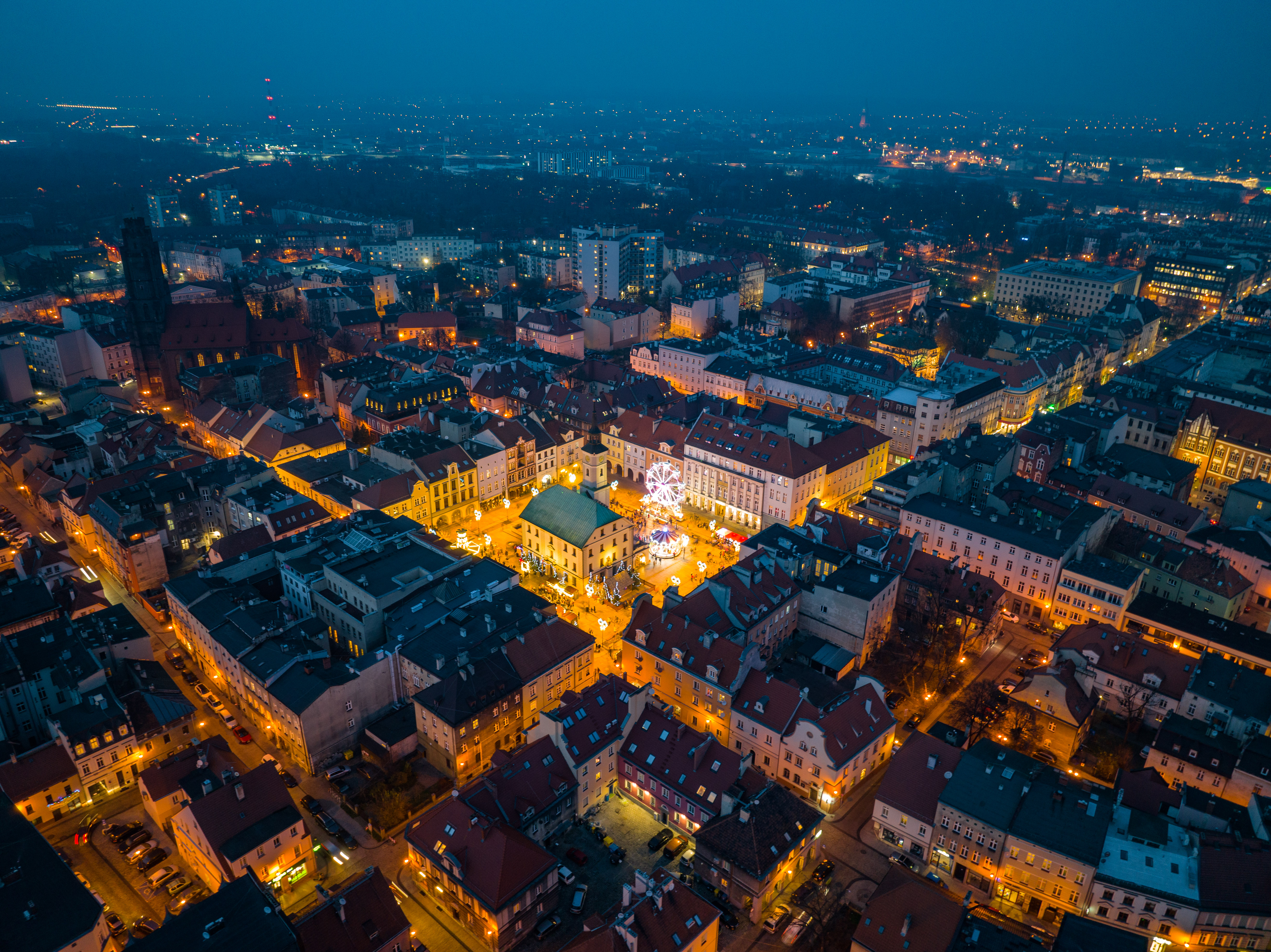 Gliwicki Jarmark Bożonarodzeniowy z lotu ptaka