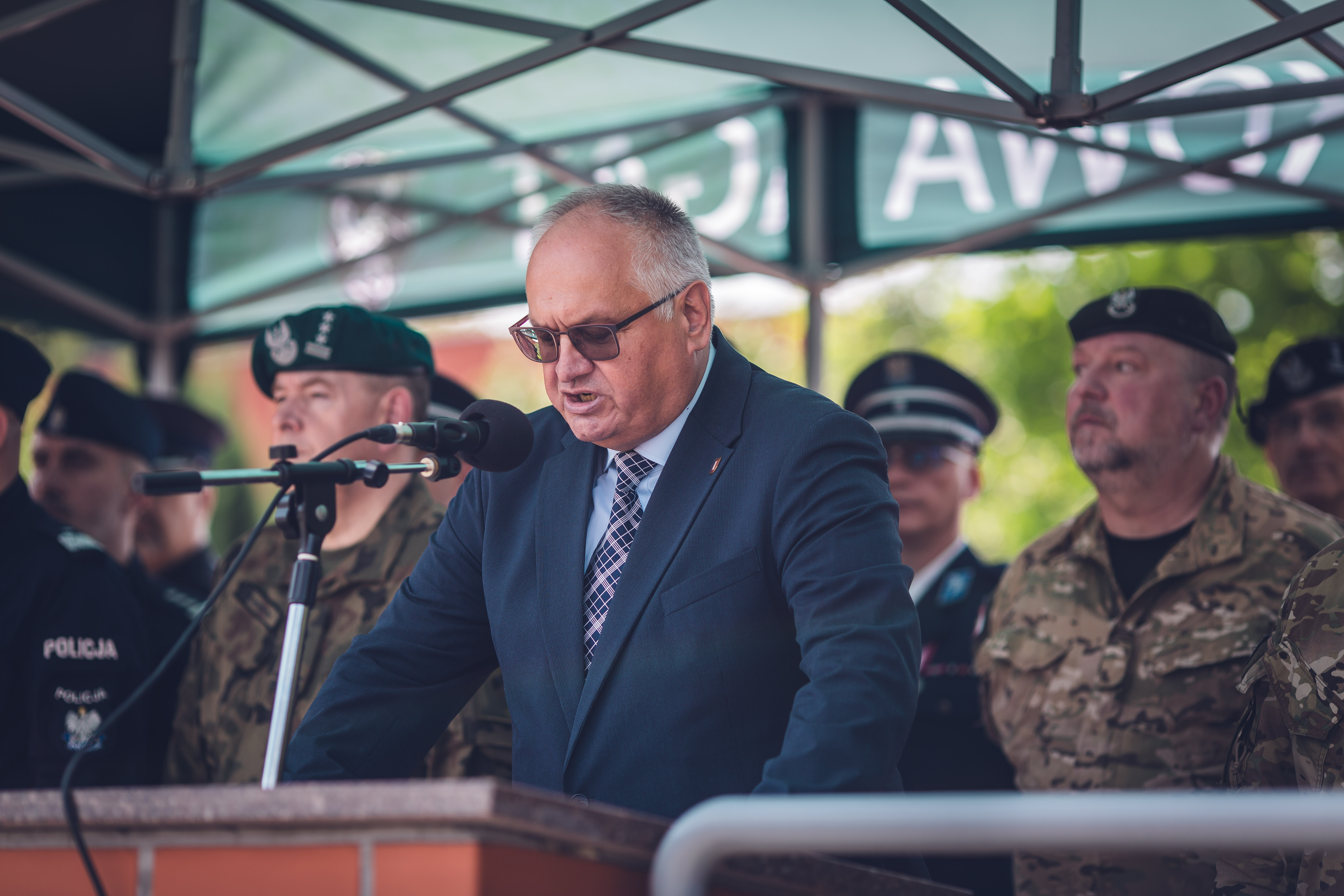 prezydent Zięba podczas apelu