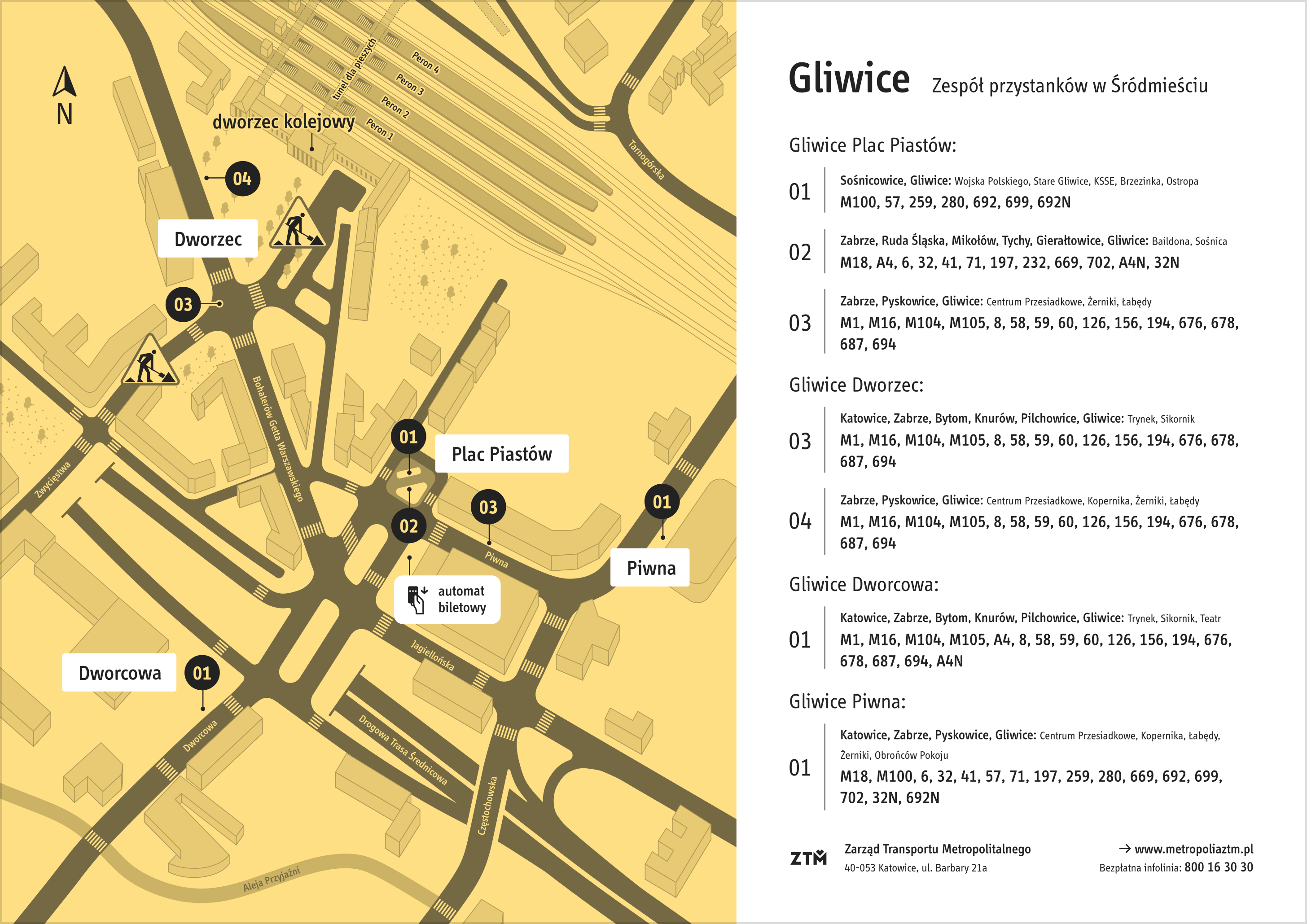 mapa przystanków autobusowych – Centrum Przesiadkowe