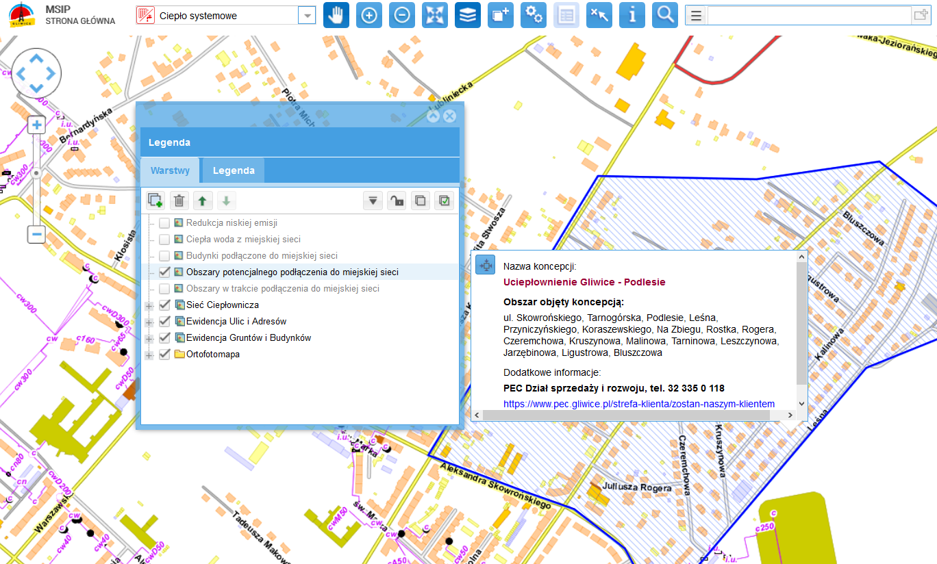 MSIP baner geoportalu ciepło systemowe