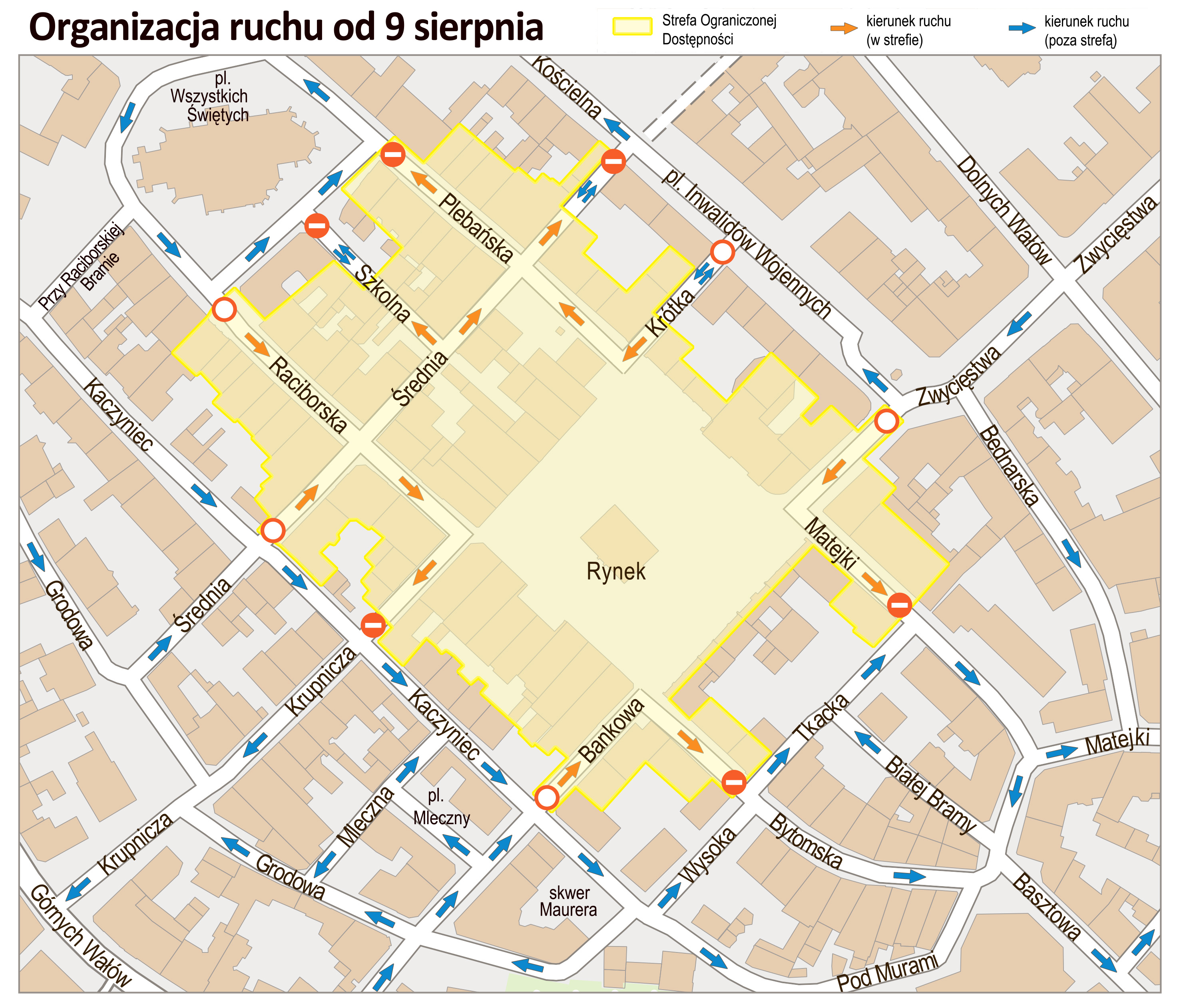 mapa z organizacją ruchu samochodów