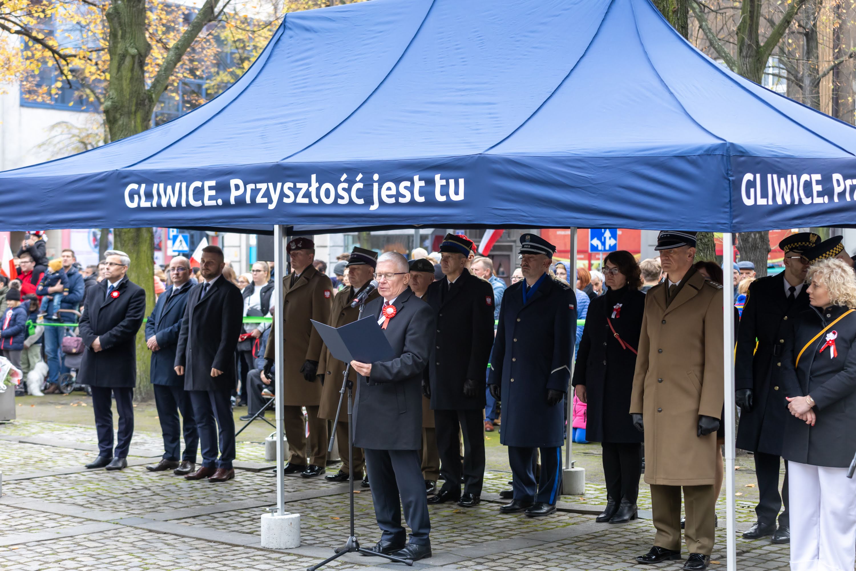 Prezydent Gliwic Adam Neumann podczas przemówienia